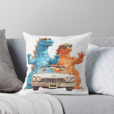 Roadtrip Monsters Adventure Kaiju Travel Throw Pillow